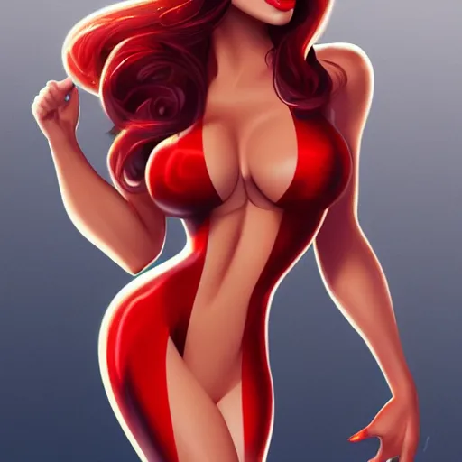 Image similar to Megan Fox as Jessica Rabbit, artstation