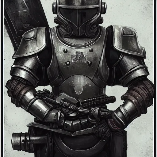 Prompt: knight pepe, scifi, power armor, mechasuit, medieval pepe, futuristic sword, heavy gun, armored, helmet, military, heavy, modern, gaz mask, black and white, concept art, bust portrait, Nekro, Tom Bagshaw, Craig Mullins, ventail, exsokeleton