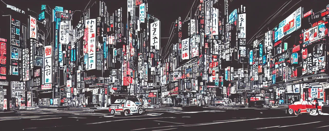 Prompt: a detailed illustration of a neon tokyo cityscape scenery artwork