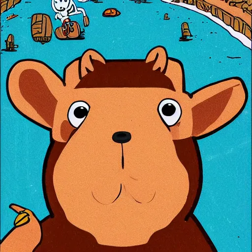 Image similar to capybara portrait by yuga labs and by J. G. Quintel, modern cartoon tv show