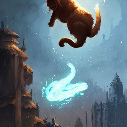 Prompt: cat sorcerer, dnd fantasy digital art by Greg Rutkowski