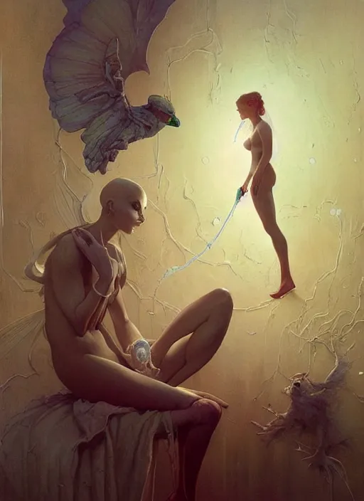 Image similar to a hyper realistic painting of emma frost gorgeous lighting, painting by chiara bautista and beksinski and norman rockwell and greg rutkowski weta studio, and lucasfilm