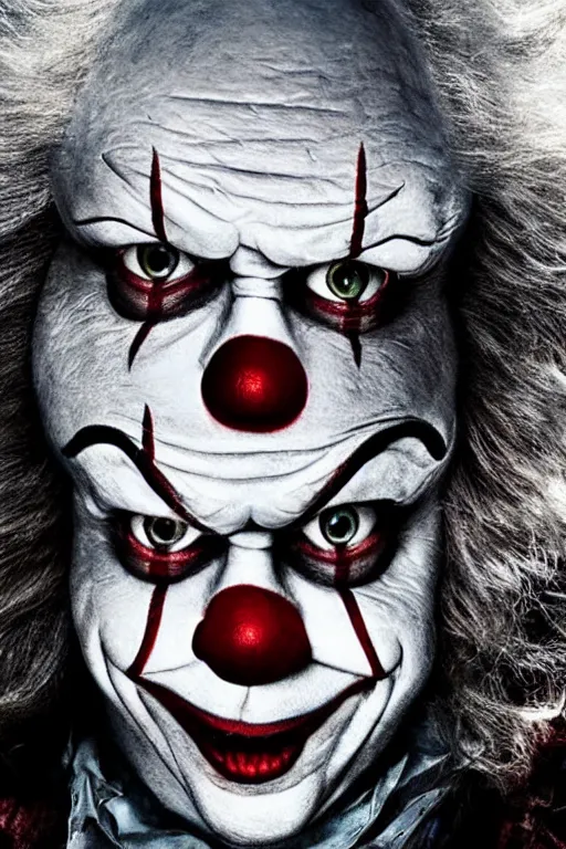 Image similar to ' danny devito as pennywise, it 2 0 1 7, andy muschietti. poster, movie poster, sharp, coherent, clean, artistic, award winning poster!!!!!!!