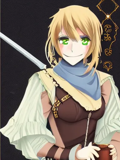 Image similar to an original female anime character from fantasy medieval western europe,