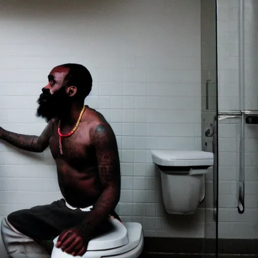 Image similar to MC Ride on the toilet in the bathroom