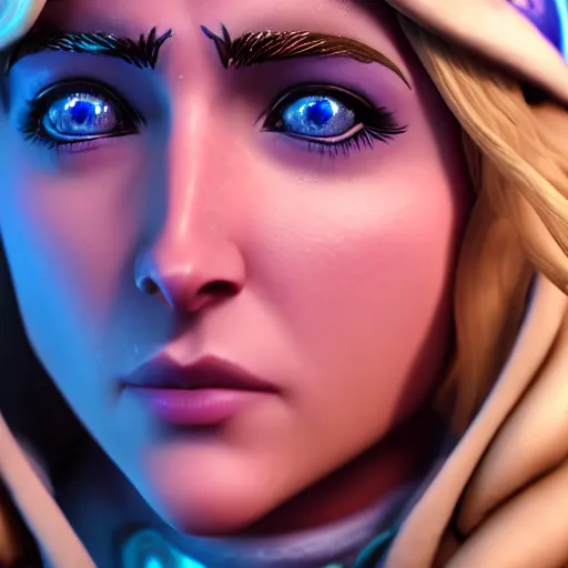 Prompt: realistic still of jaina proudmoore amazing details 8 k beautiful ultra realistic sharp focus cinematic lightning