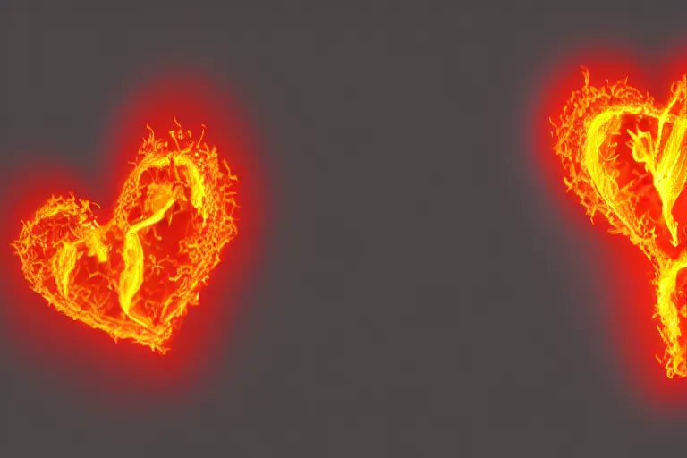 Prompt: heart made of brilliant flames, 4K 3D render, desktopography, HD Wallpaper, digital art