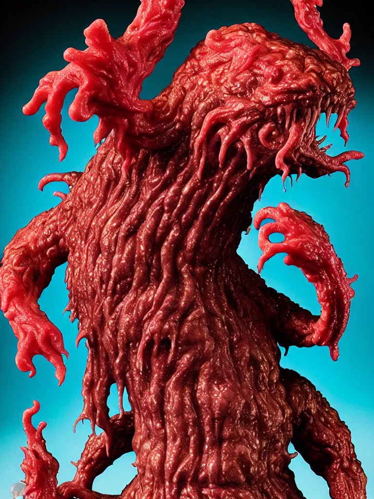 Image similar to hyperrealistic rendering, fat smooth wet cronenberg flesh monster smooth kaiju by art of skinner and richard corben and jeff easley, product photography, action figure, sofubi, studio lighting, colored gels