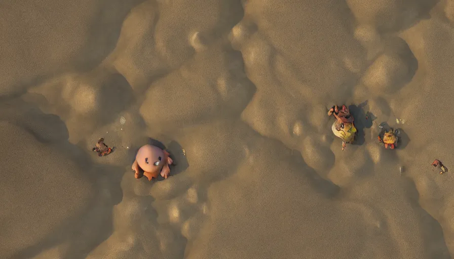 Prompt: CNN news footage taken from above. A Goron from Zelda is washed up on the beach. 8K Highly professionally detailed, HDR, CGsociety, Ultra Realistic