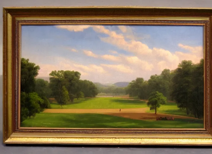 Image similar to central park, new york in 1 9 3 0 in the style of hudson river school of art, oil on canvas