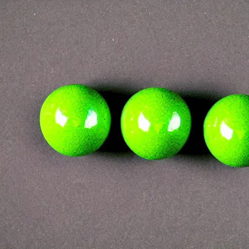 Prompt: three green balls