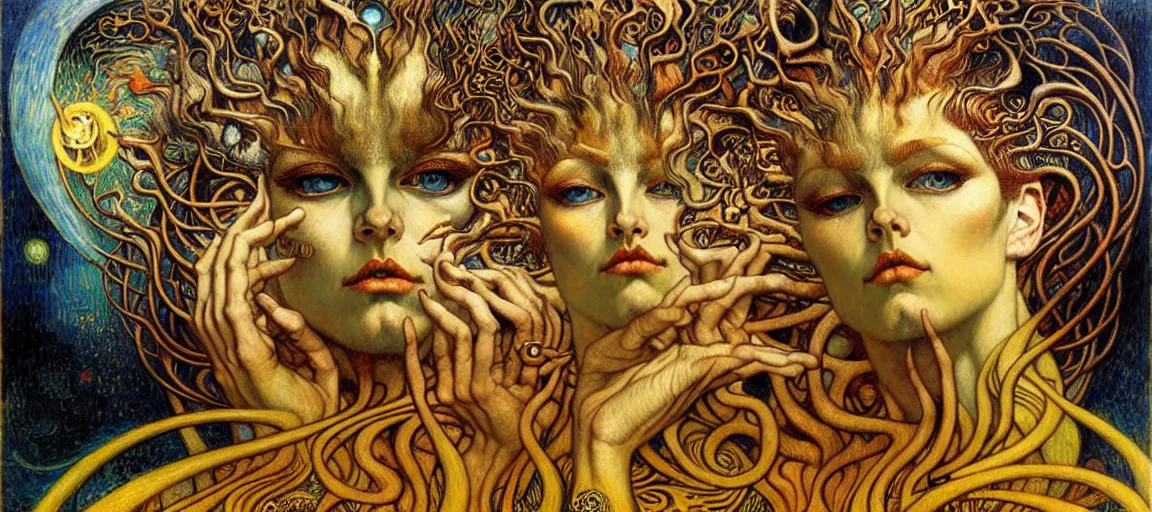 Image similar to Divine Chaos Engine by Karol Bak, Jean Delville, William Blake, Gustav Klimt, and Vincent Van Gogh, symbolist, visionary