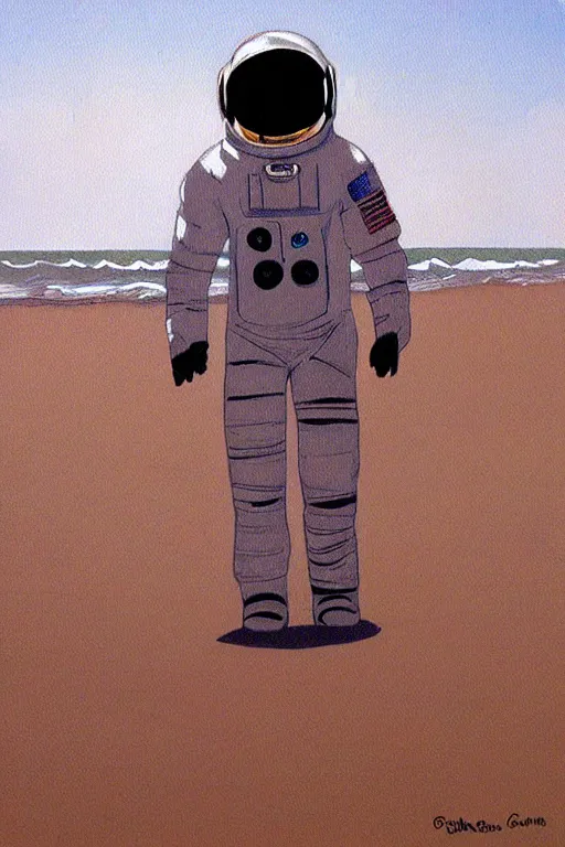 Prompt: Astronaut, Beach, art by CottonGame