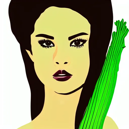 Image similar to an illustration of selena gomez as celery