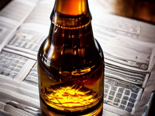 Prompt: professional quality stock photography of beautifully displayed beer