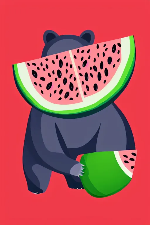 Image similar to Bear holding a watermelon, sticker, colorful, illustration, highly detailed, simple, smooth and clean vector curves, no jagged lines, vector art, smooth