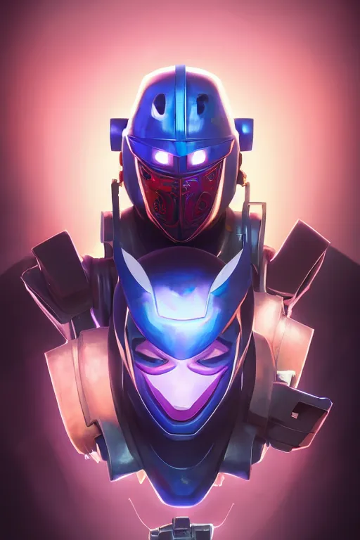 Image similar to epic mask helmet robot ninja portrait stylized as fornite style game design fanart by concept artist gervasio canda, behance hd by jesper ejsing, by rhads, makoto shinkai and lois van baarle, ilya kuvshinov, rossdraws global illumination radiating a glowing aura global illumination ray tracing hdr render in unreal engine 5