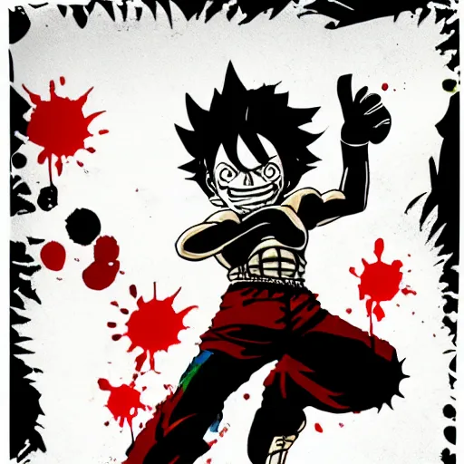 Luffy using gear fourth in one color background