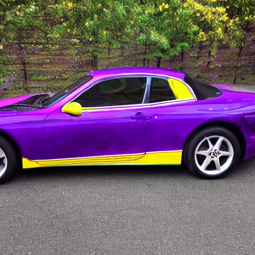 Image similar to apple with purple and yellow swirl paint finish