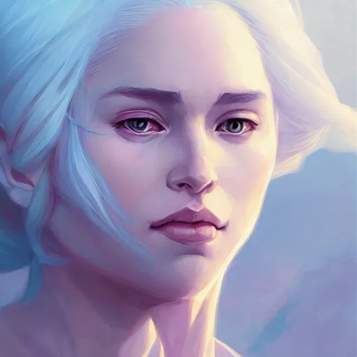 Image similar to a beautiful portrait of daenarys targaryen, concept art by pete mohrbacher and guweiz and ilya kuvshinov, digital art, highly detailed, intricate, sharp focus, trending on artstation hq, deviantart, unreal engine 5, 4 k uhd image