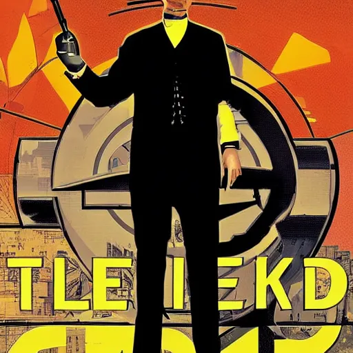 Prompt: nikola tesla in gta v cover art by steven bliss, cover art, box art, loading screen