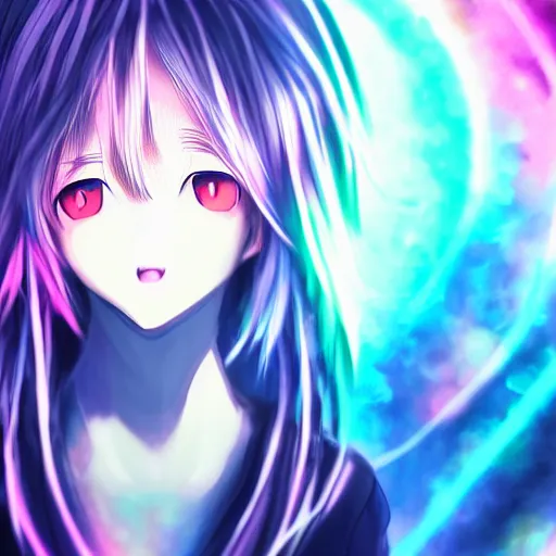 Prompt: chromatic aberration anime portrait trending on pixiv soft lighting