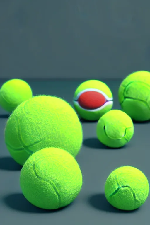 Image similar to tennis ball monsters, studio ghibli, octane render, 4 k