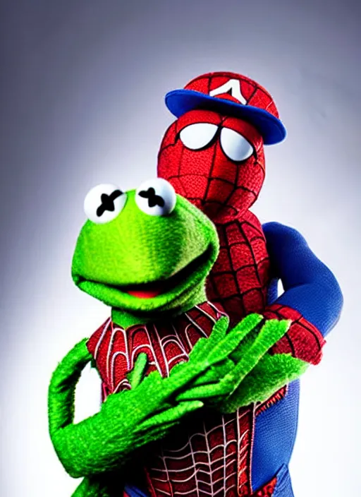 Prompt: studio portrait still of muppet!!!!! spiderman in avengers endgame!!!!!! as a muppet muppet as a muppet, 8 k, studio lighting, key light,