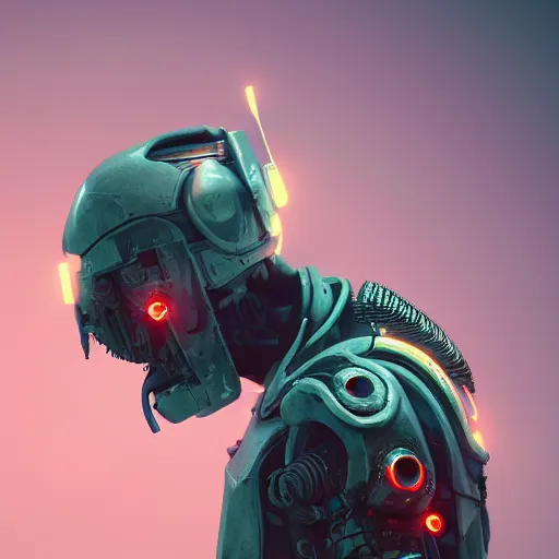 Prompt: a cyberpunk cyborg sir davbid attenborough, octane render, hyperreal cgi, behance