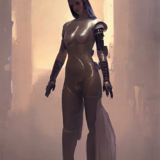 Image similar to splendid tall ingres slavian comtessa cyborg, greg rutkowski