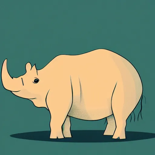 Prompt: A nice Cute rhinoceros with a simple rounded line in a meadow, style simpsons, sharp focus, illustration, ArtStation