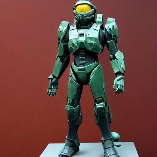 Prompt: master chief sculpted in the style of george tsougkouzidis