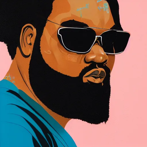 Prompt: Rick Ross profile picture by Sachin Teng, asymmetrical, Organic Painting , Matte Painting, geometric shapes, hard edges, graffiti, street art:2 by Sachin Teng:4