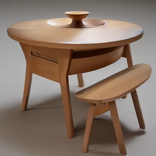 Image similar to wooden furniture designed by tadao ando for the tea drinking ceremony