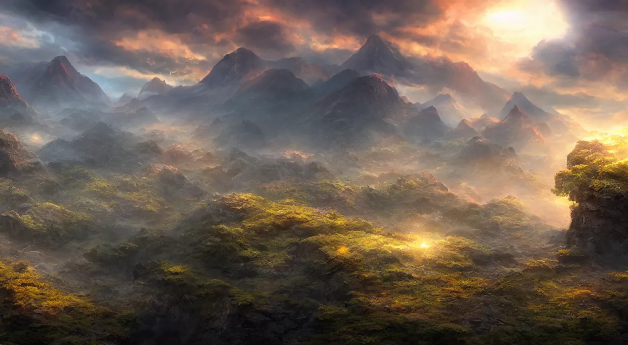 Image similar to lanscape, concept art, dramatic color, terragen, korean light novel, 8 k 3 d, atmosphere, japenese light novel cover