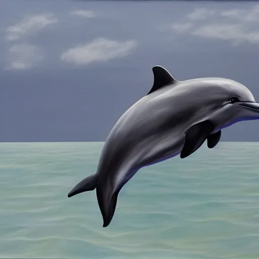 Image similar to a hyperrealistic painting of a bottlenose dolphin