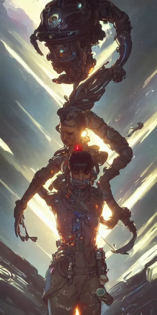 Image similar to dark space, apex legends, epic lighting, sketch illustration, ultra detailed, art by artgerm and greg rutkowski and alphonse mucha