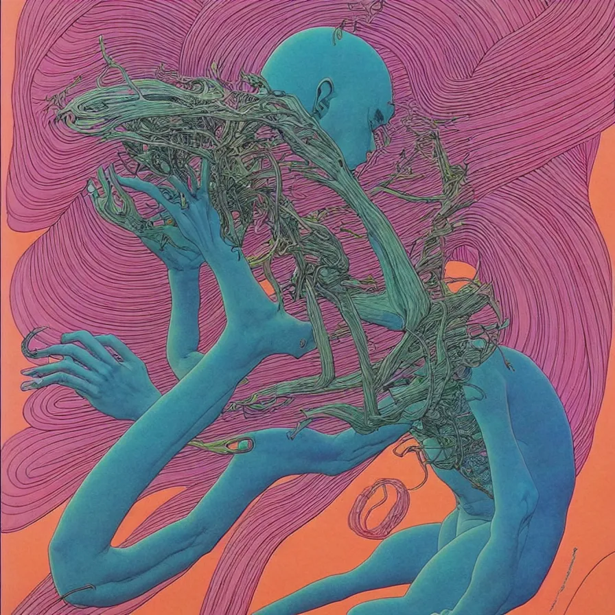 Image similar to ( ( ( ( life ) ) ) ) by mœbius!!!!!!!!!!!!!!!!!!!!!!!!!!!, overdetailed art, colorful, artistic record jacket design