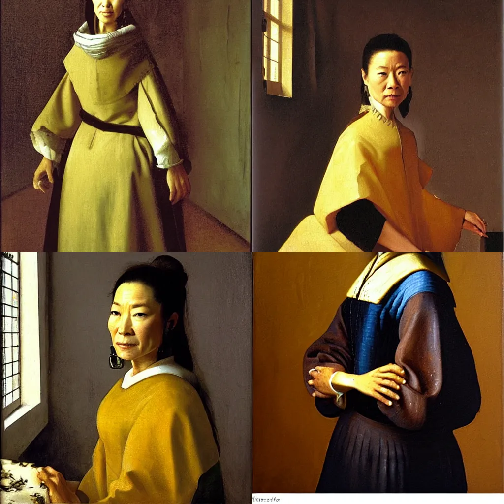 Prompt: Michelle Yeoh as a painting by Vermeer