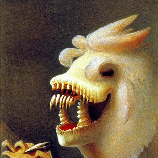 Image similar to wonderful world of anthropomorphic teeth painted by fragonard