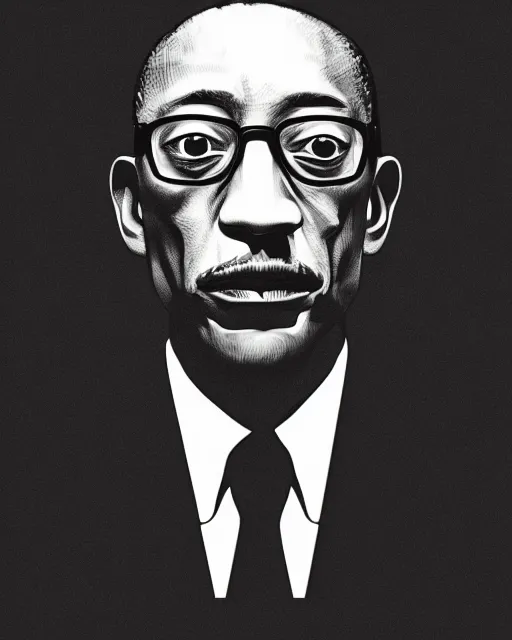 Prompt: Giancarlo Esposito as Gus Fring, backlit portrait, black background, cinematic lighting, atmospheric, digital artwork, best of artstation