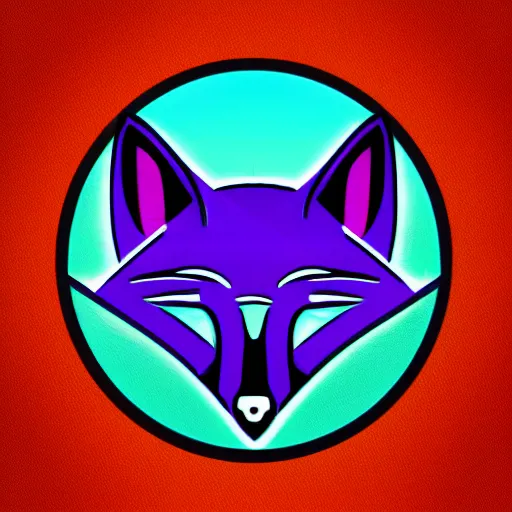 Prompt: logo for evil corporation that involves foxes, synthwave style