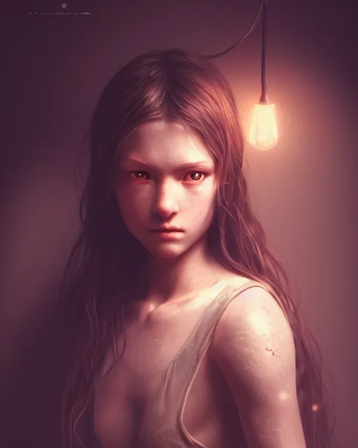 Image similar to Beautiful art portrait of a girl made of light in a dungeon, atmospheric lighting, intricate detail, cgsociety, hyperrealistic, octane render, RPG portrait, ambient light, dynamic lighting