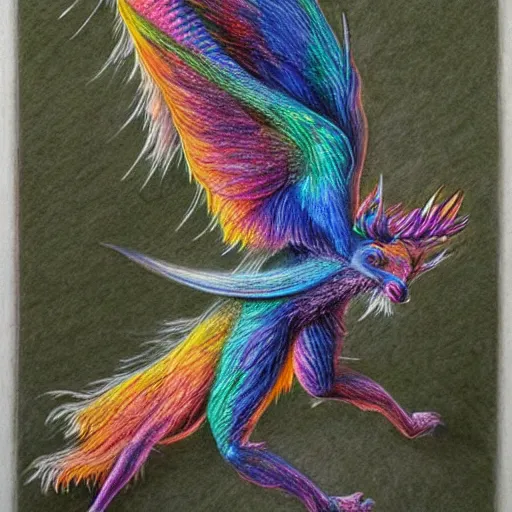 Prompt: Colored pencil art on paper, Magical Creatures, highly detailed, artstation, Caran d'Ache Luminance
