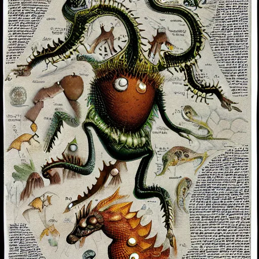 Image similar to bizarre bestiary of microcosmic creatures