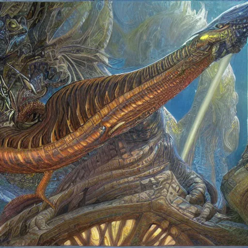 Prompt: The great basilisk, fantasy art by Donato Giancola and James Gurney, digital art, trending on artstation