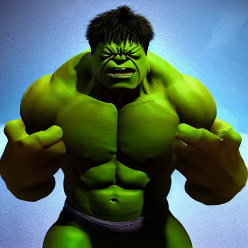 Image similar to hyper realistic image of hulk with love and flowers