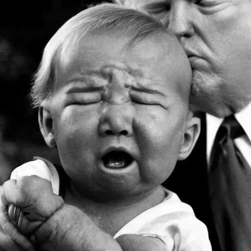 Prompt: donald trump as a crying baby