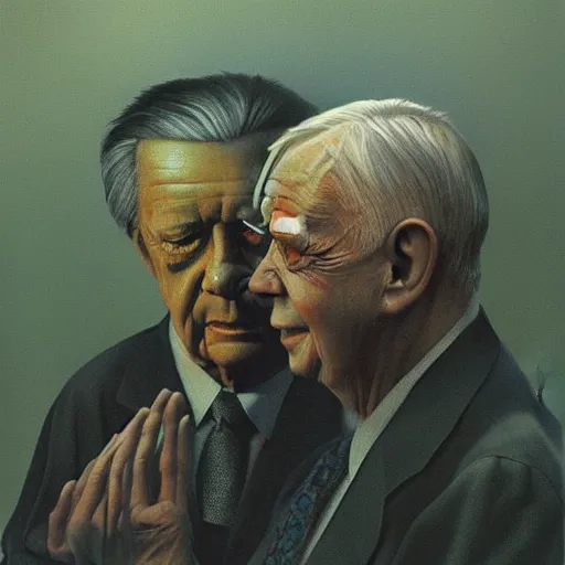 Prompt: Zdzisław Beksiński painting of Jimmy Carter