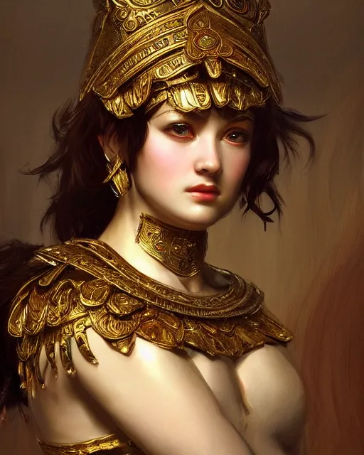 Image similar to portrait of an ancient greek character in intricate ornate armor, by ilya kuvshinov, by thomas lawrence, by bayard wu, trending on artstation, masterpiece